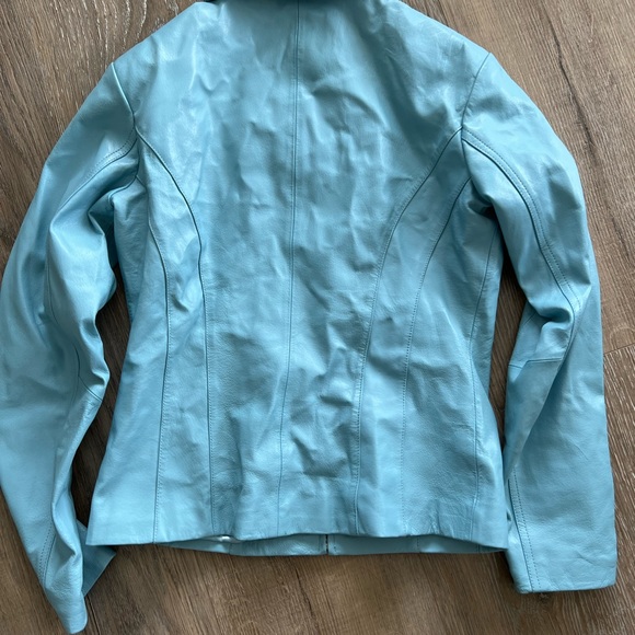 Light blue real leather jacket size small - Picture 2 of 5